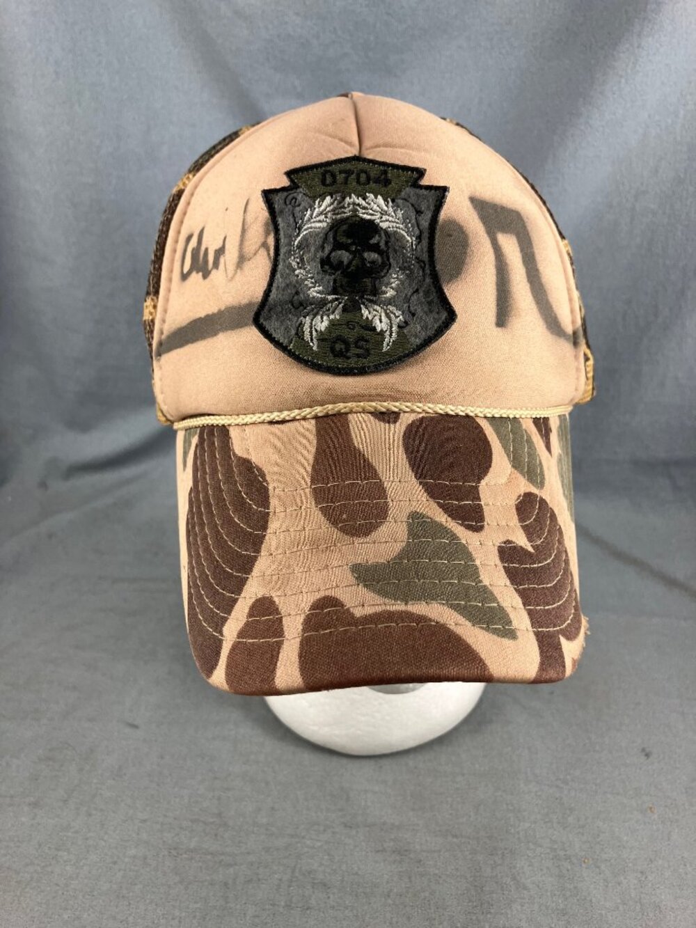 Quiksilver Baseball Cap Trucker Hat DISTRESSED Desert Camo Surf Skate